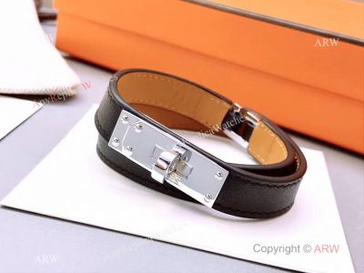 Best Replica Hermes Calf Leather Bracelet & Silver Buckle